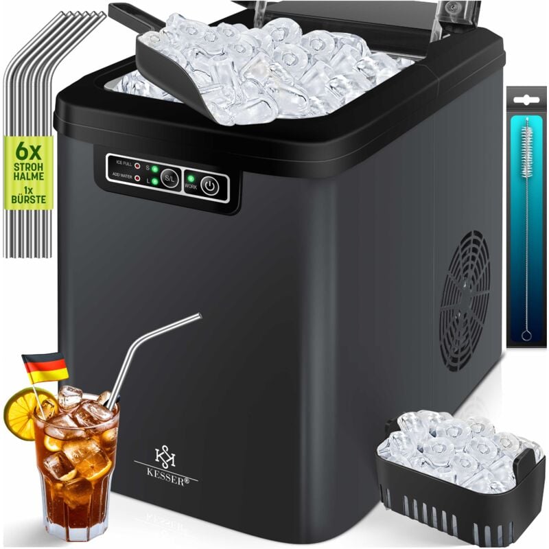 foto del prodotto ice cube maker ice maker in acciaio inox ice maker 12 kg 24 h preparazione in 7 min serbatoio dell acqua da 2,2 litri 2 formati di cubetti di