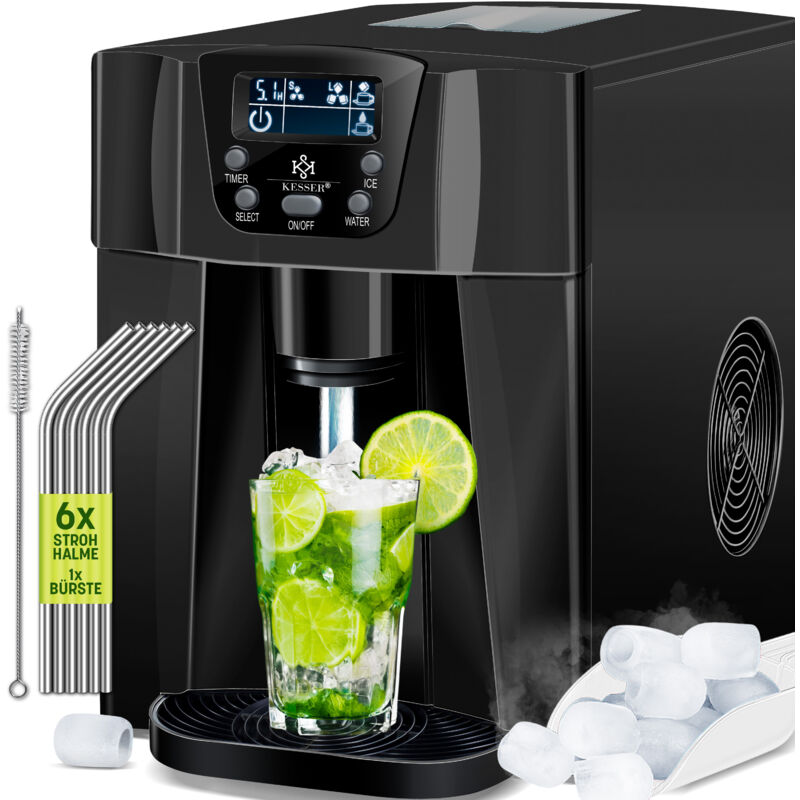 foto del prodotto ice cube maker macchina per cubetti di ghiaccio in acciaio inox 100w ice maker 12 kg 24 h 2 formati di cubetti preparazione in 6 min serbatoio