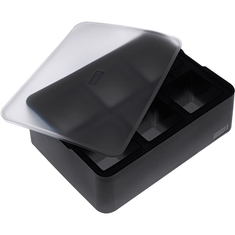foto del prodotto ice former ghiacciapasta in silicone con coperchio per sei cubetti di ghiaccio di dimensioni 5 cm, colore nero lurch