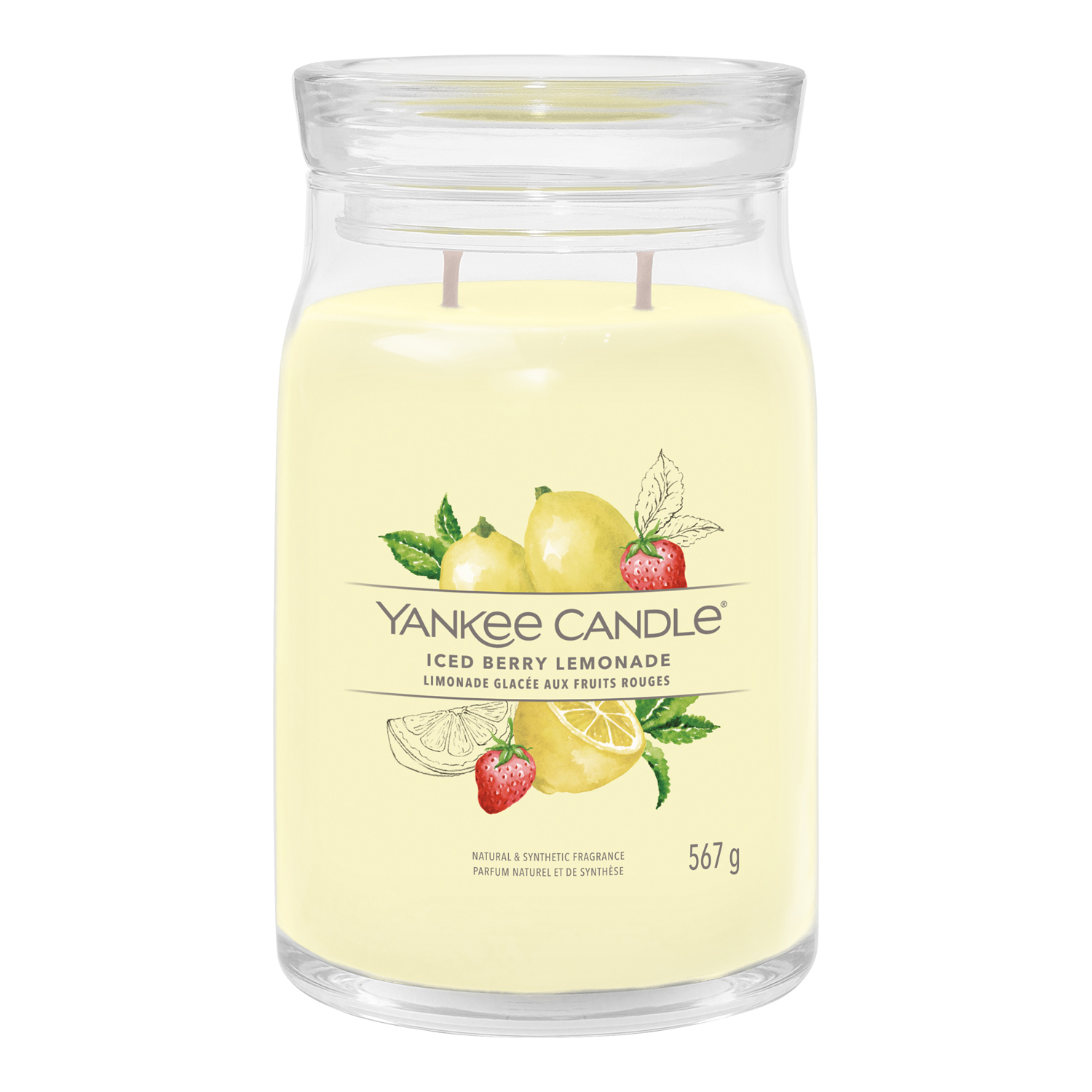 foto del prodotto iced berry lemonade, candela in giara grande yankee candle