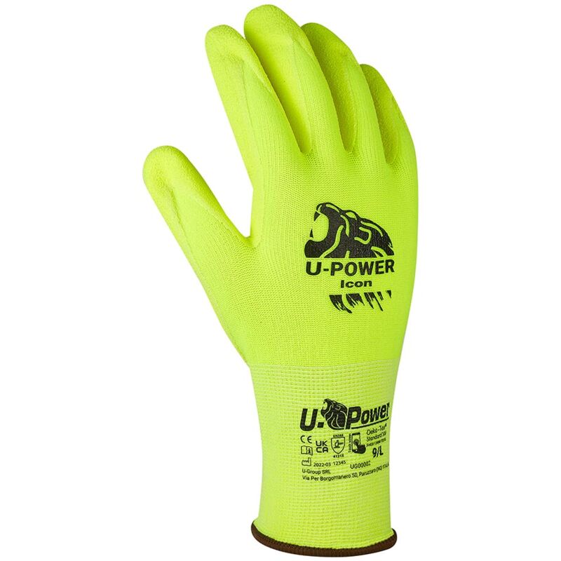 foto del prodotto icon, guanti da lavoro contro i rischi meccanici e termici con fodera in nylon spandex, rivestimento in nitrile. confezione da 12 paia tg. 10 