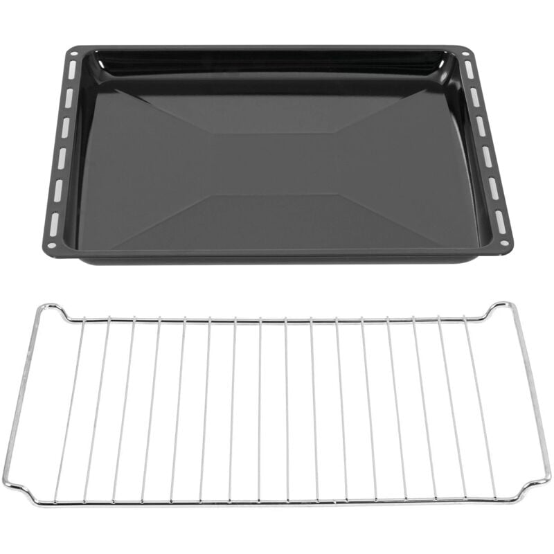 foto del prodotto icqn set di teglie grigliate 445 x 375 x 35 mm adatto per whirlpool, ignis, bauknecht, indesit, algor, neckermann leccarda smaltata e griglia forno