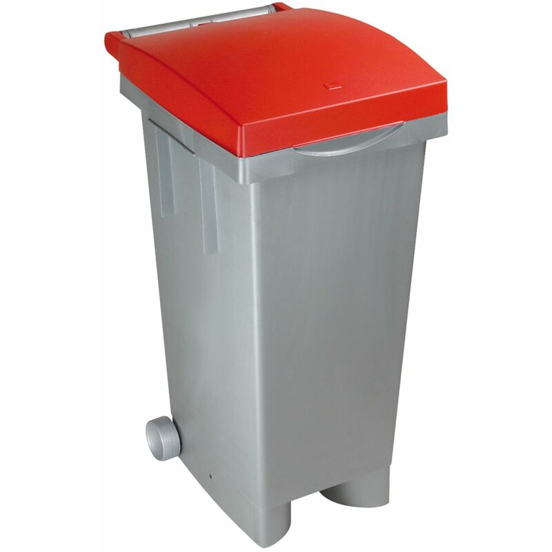 foto del prodotto ics bidone con ruote per raccolta differenziata 80 lt tata red