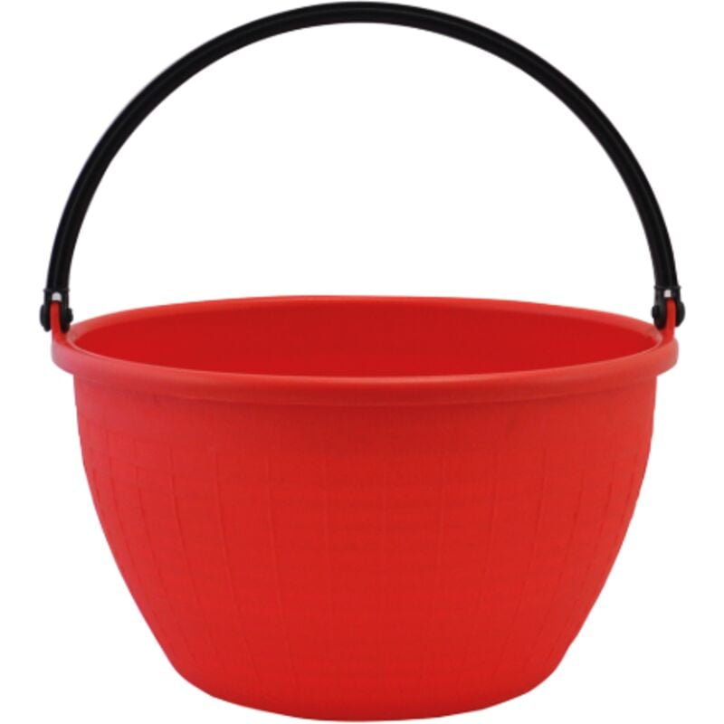 foto del prodotto ics cesto agricolo 20 lt in polietilene con manico oscillante in plastica rosso secchio per raccolta uva pomodori