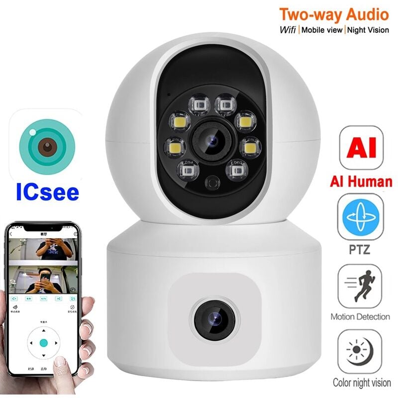 foto del prodotto icsee telecamera smart wifi a doppio obiettivo 4mp ptz