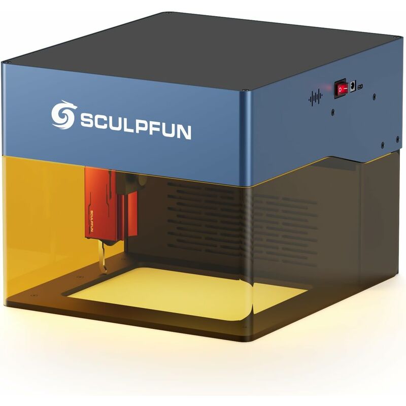 foto del prodotto icube 3w macchina per incisione laser, taglierina laser con filtro, incisione app, velocit di incisione 10.000 mm min, allarme temperatura, messa a