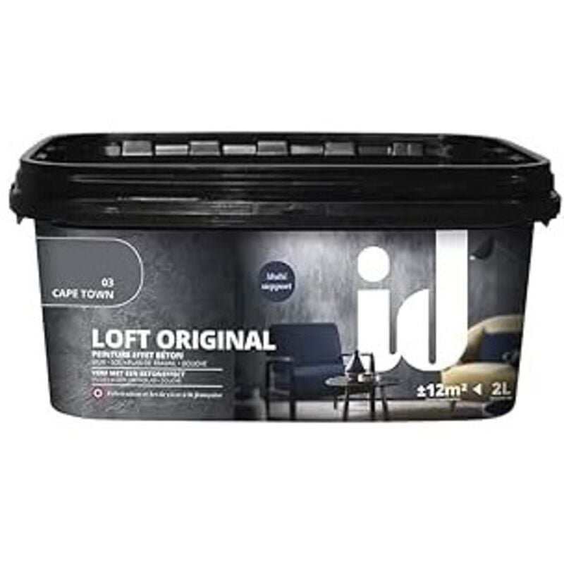 foto del prodotto id paris vernice pittura decorativa loft original effetto cemento, colore grigio 2 lt