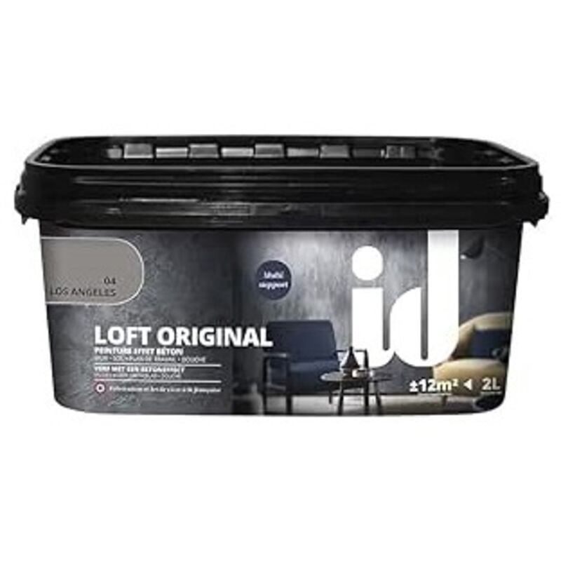 foto del prodotto id paris vernice pittura decorativa loft original effetto cemento, colore grigio 2 lt