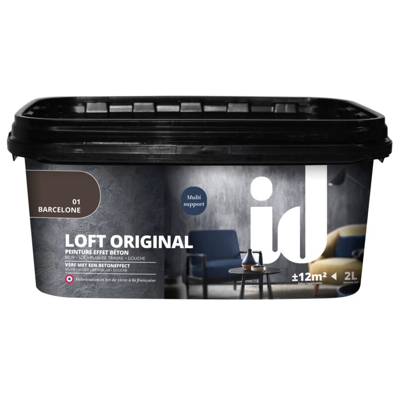 foto del prodotto id paris vernice pittura decorativa loft original effetto cemento, colore marrone 2 lt