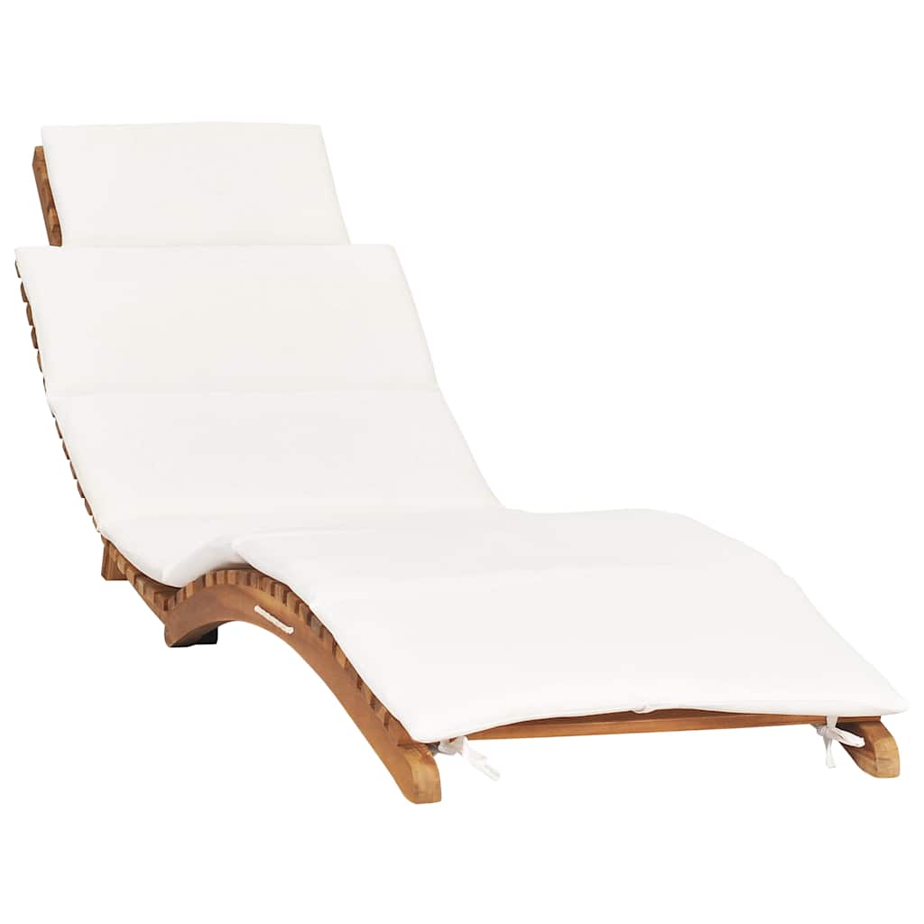 foto del prodotto idaxl lettino prendisole pieghevole con cuscino bianco crema in teak cod mxl 6446