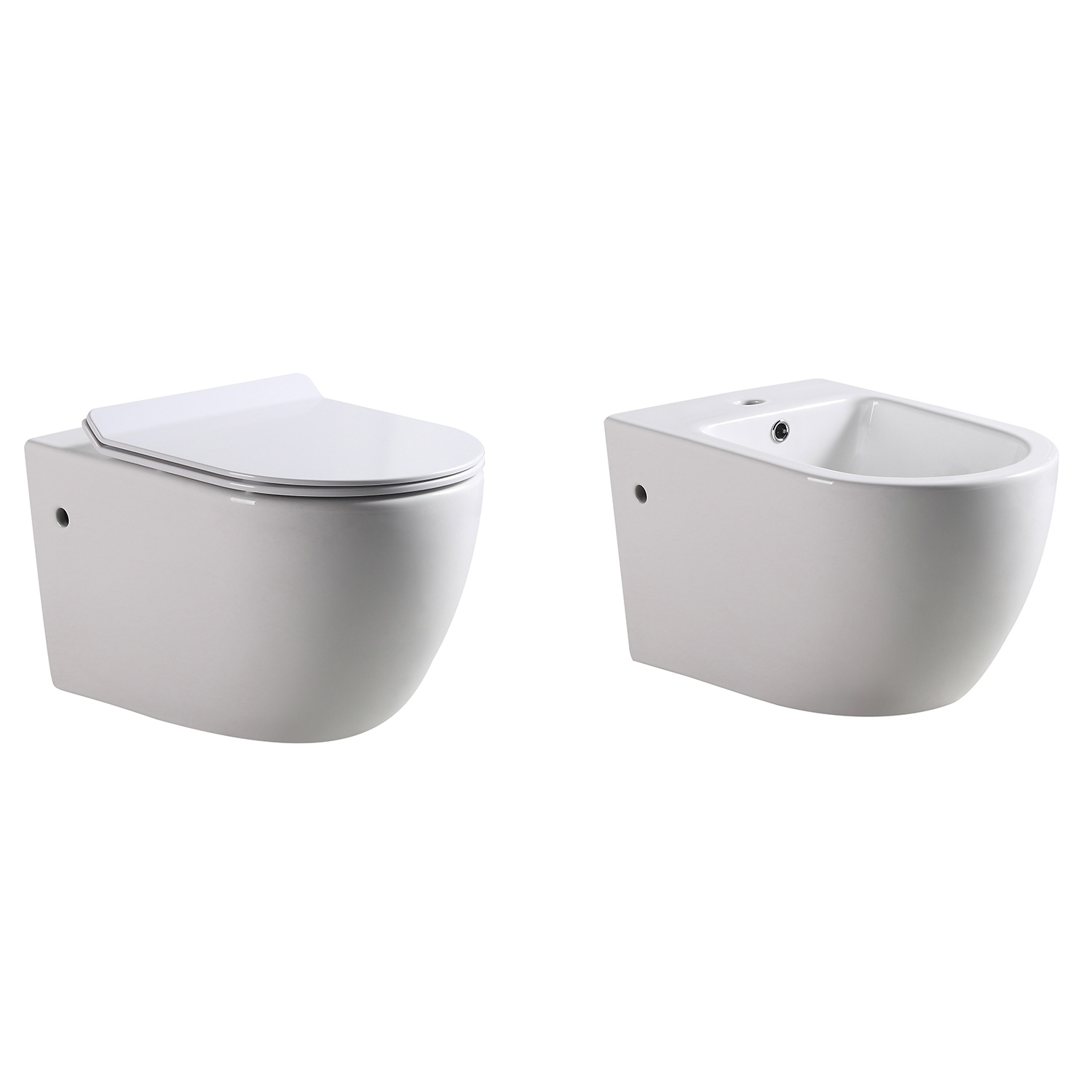 foto del prodotto ideal - coppia sanitari tondi sospesi