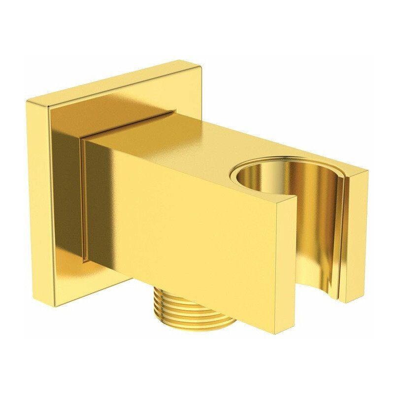 foto del prodotto ideal gomito di collegamento a parete rain con supporto doccia angolare oro spazzolato standard