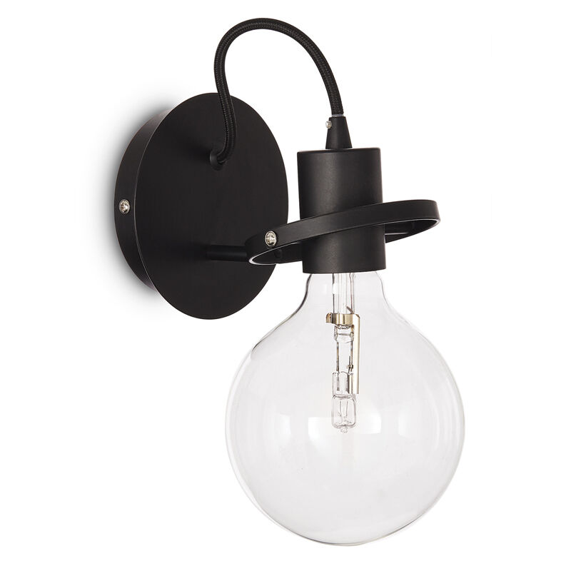 foto del prodotto ideal lux applique moderna radio metallo nero 1 luce e27 8w 3000k luce calda
