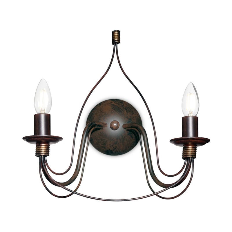 foto del prodotto ideal lux applique shabby chic provenzale corte metallo nero 2 luci e14