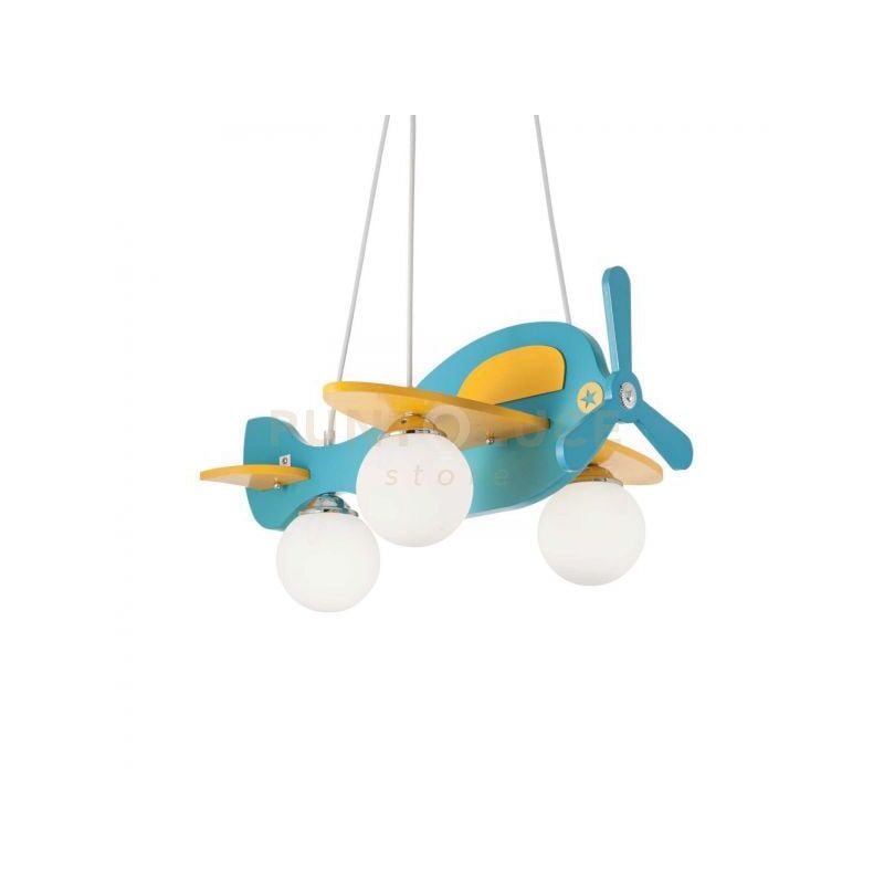 foto del prodotto ideal lux lampada a sospensione avion sp3 azzurro