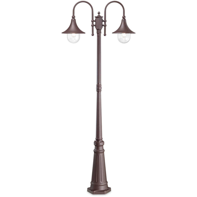 foto del prodotto ideal lux - lampione esterno rustico-country cima alluminio coffee 2 luci e27