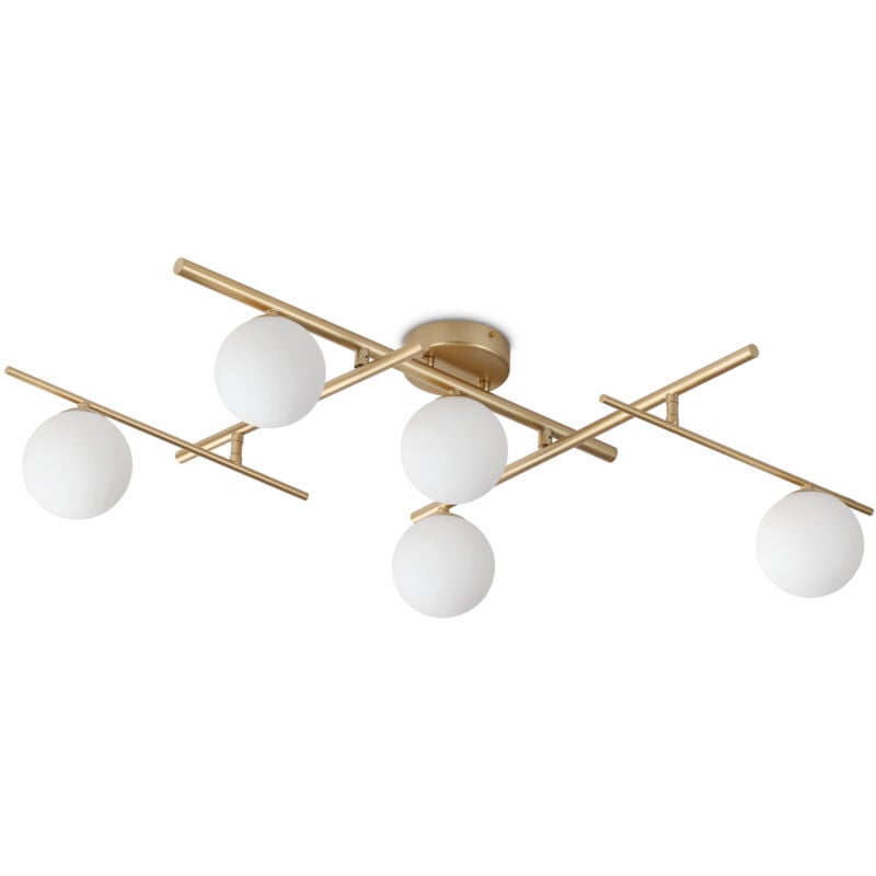 foto del prodotto ideal lux - plafoniera contemporanea atlas metallo oro 5 luci g9 4w 3000k ip20