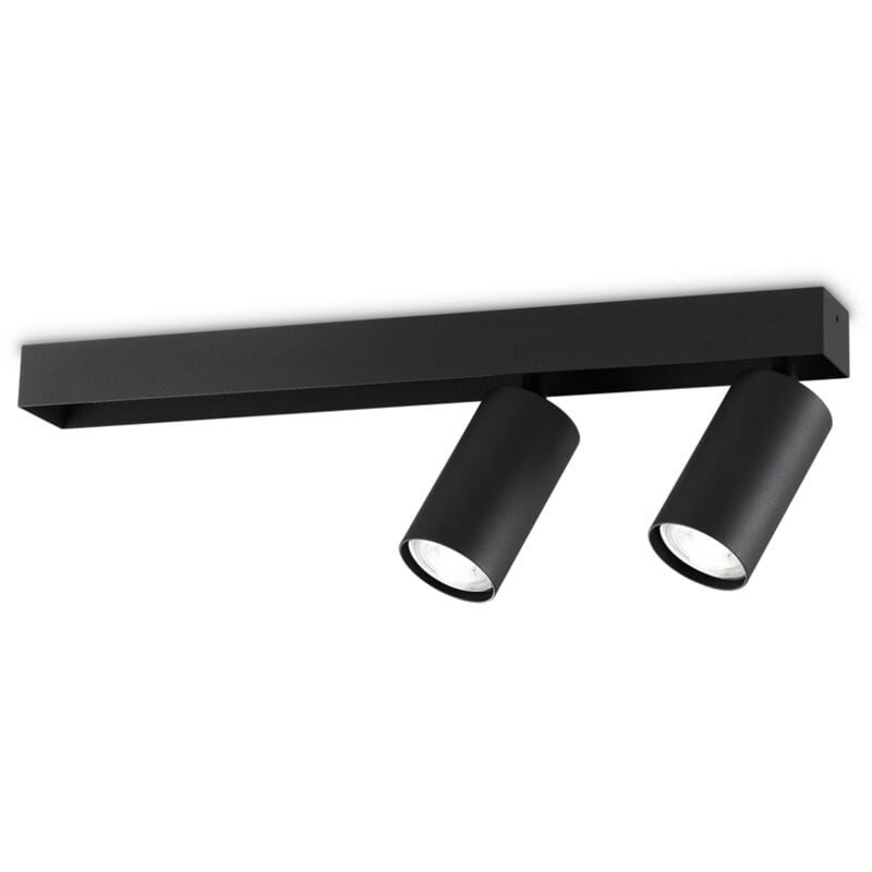 foto del prodotto ideal lux plafoniera contemporanea profilo metallo nero 2 luci gu10 28w 3000k ip20
