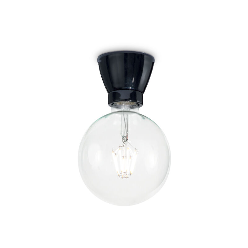 foto del prodotto ideal lux plafoniera moderna winery porcellana ceramica nero 1 luce e27