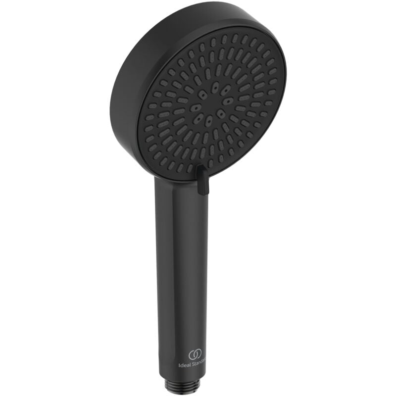 foto del prodotto ideal standard - alu , doccetta a mano per doccia anticalcare in alluminio a due funzioni con diametro 10cm, telefono doccia con portata 8l min, nero