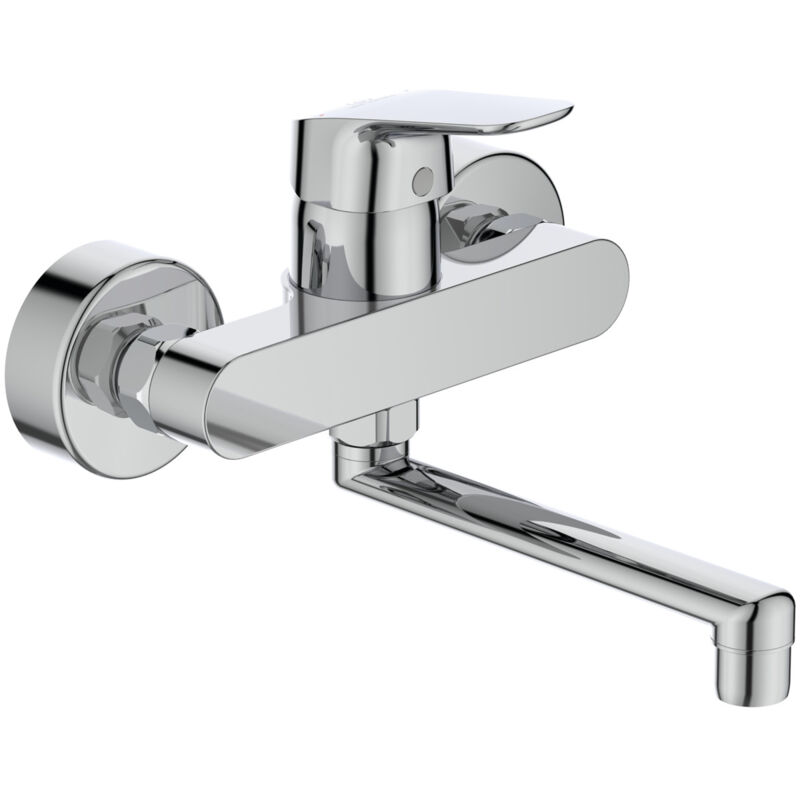 foto del prodotto ideal standard ceraflex, miscelatore monocomando a parete per lavello, bocca di erogazione orientabile, b1717aa, cromato