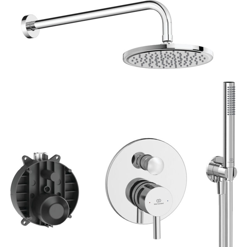foto del prodotto ideal standard ceraline, kit doccia completo, set asta doccia per installazione a muro, bd192aa, cromato