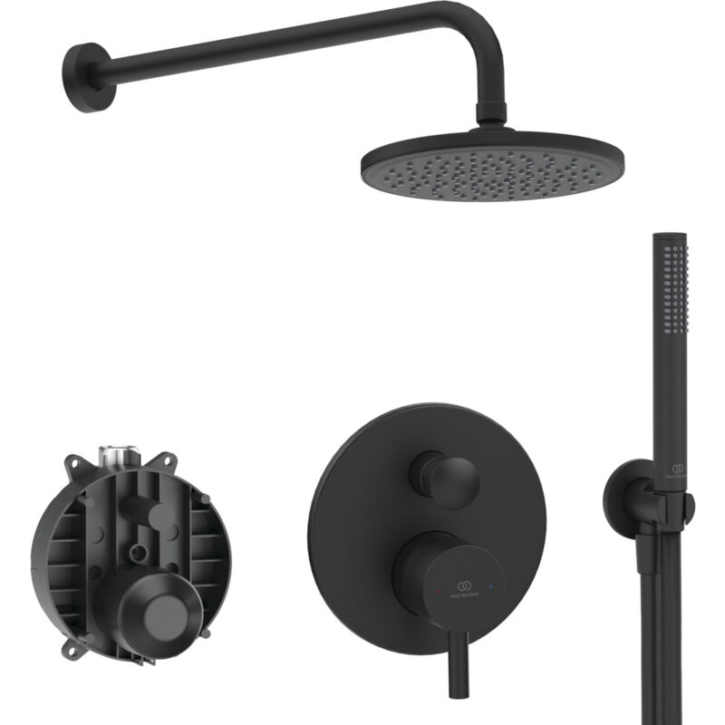 foto del prodotto ideal standard ceraline, kit doccia completo, set asta doccia per installazione a muro, bd192xg, nero seta