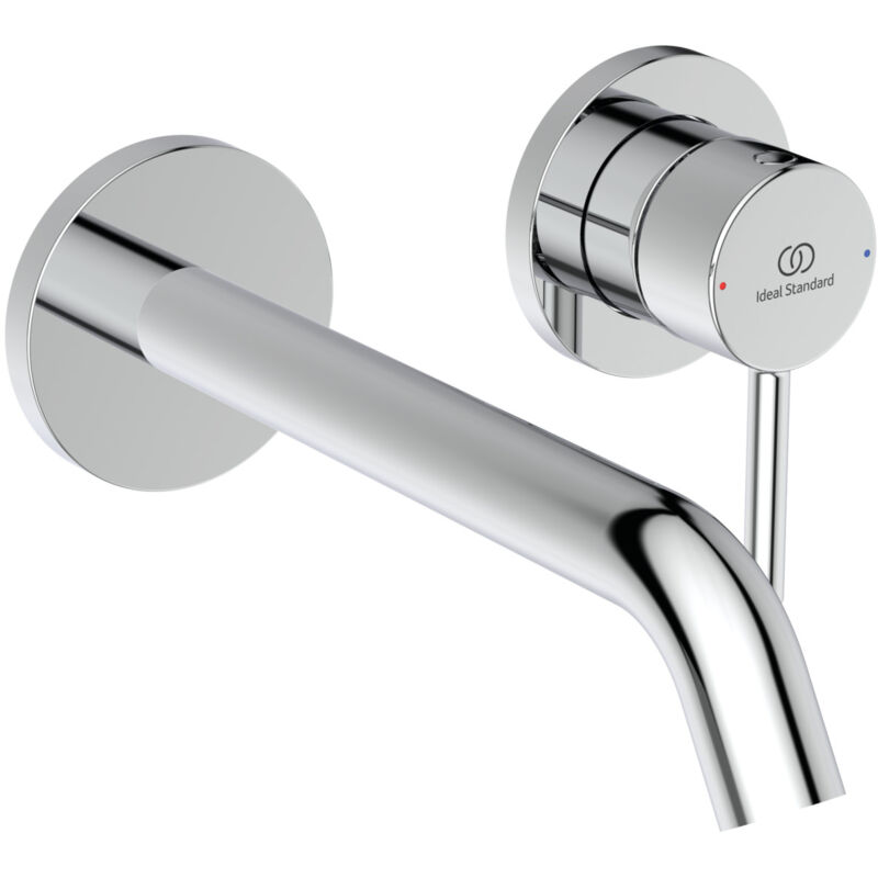 foto del prodotto ideal standard ceraline, miscelatore monocomando a parete, rubinetto lavabo a muro, solo parti esterne, bd764aa, cromato