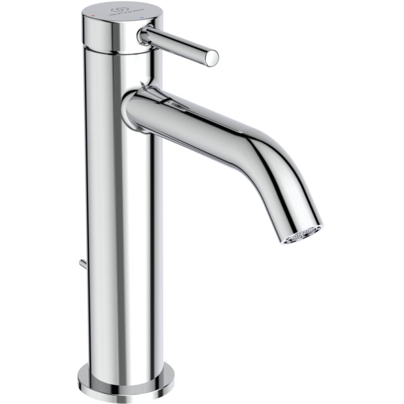 foto del prodotto ideal standard ceraline, miscelatore monocomando grande, rubinetto lavabo con cartuccia firmaflow, con asta di comando e piletta, sistema