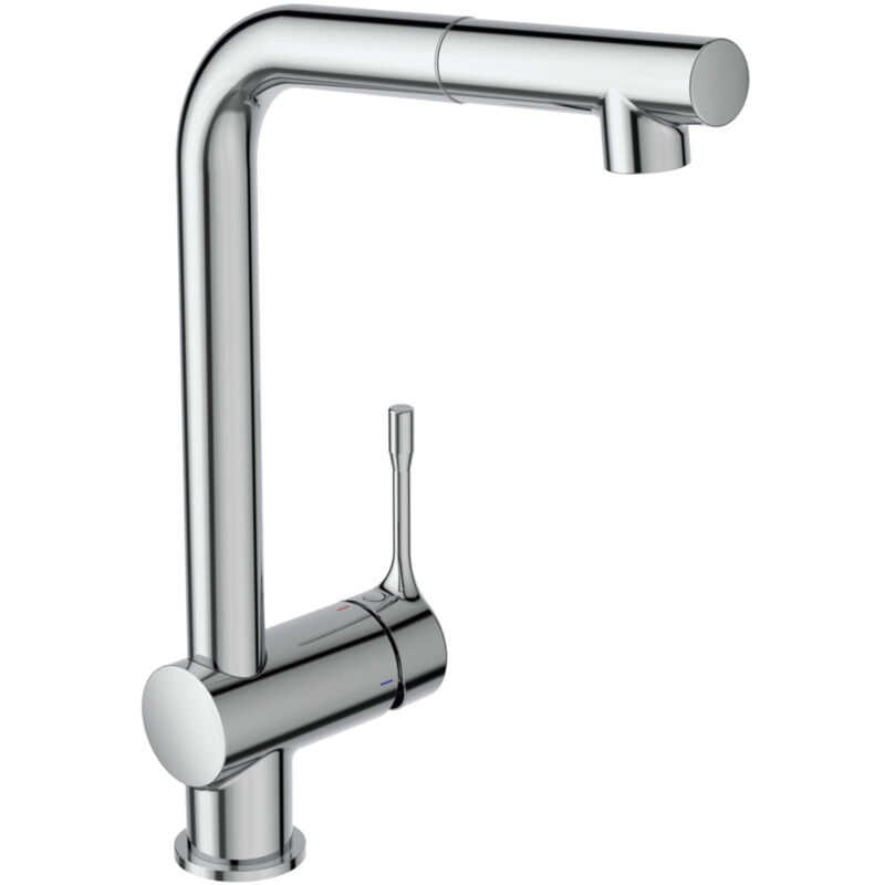 foto del prodotto ideal standard ceralook, miscelatore cucina a l con doccetta orientabile, rubinetto con tecnologia bluestart, cartuccia firmaflow, easyfix,