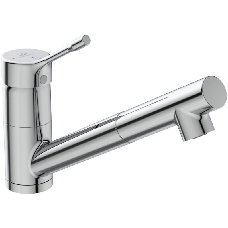 foto del prodotto ideal standard ceralook, miscelatore da appoggio su lavello a bocca bassa orientabile con doccetta estraibile, bc294aa, cromato