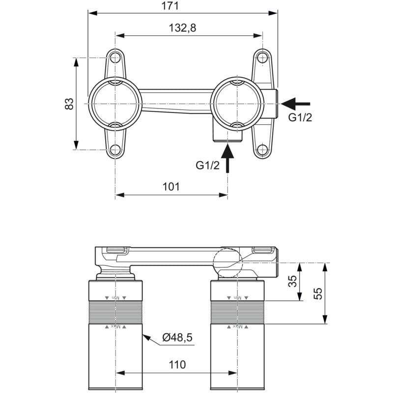 foto del prodotto ideal standard conca tap corpo incasso per miscelatore da lavabo a1313nu