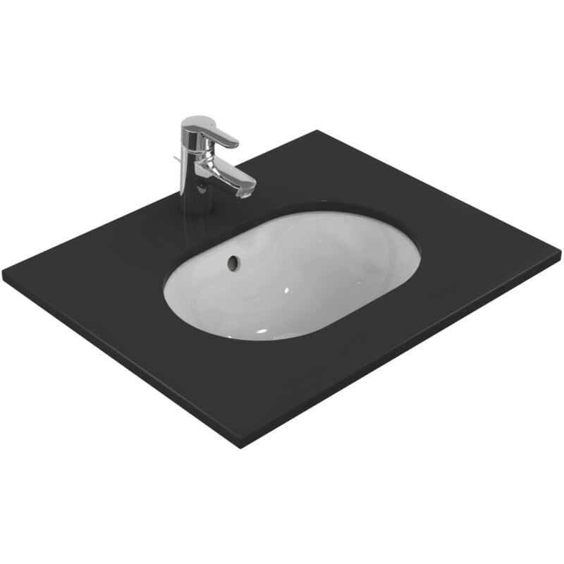 foto del prodotto ideal standard connect, lavabo da incasso soprapiano da 38cm senza foro centrale per la rubinetteria e con foro troppopieno, e505101, bianco