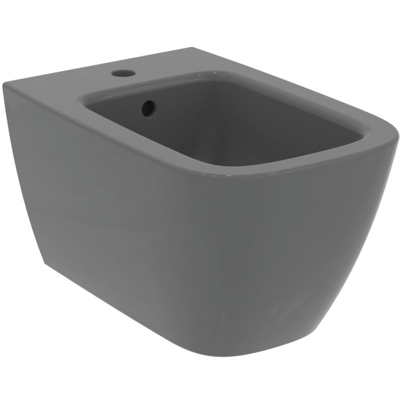 foto del prodotto ideal standard i.life b, bidet sospeso, con foro per la rubinetteria, con foro per il troppopieno, t461558, grigio lucido