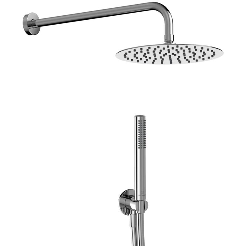 foto del prodotto ideal standard idealrain, kit doccia tondo 5 pezzi, set accessori doccia per bagno, cromato