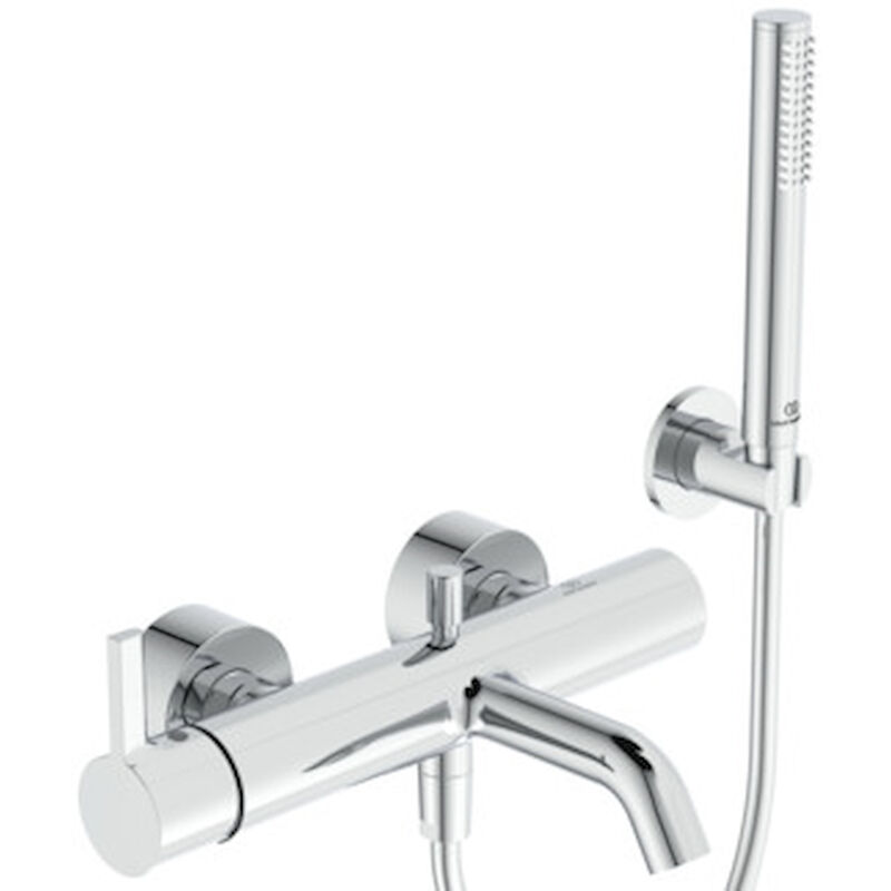 foto del prodotto ideal standard joy miscelatore vasca doccia esterno con doccetta 1funzione flessibile supporto cromato codice prod bc787aa