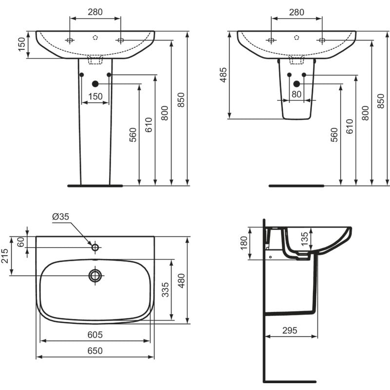 foto del prodotto ideal standard lavabo i life cm 65 bianco