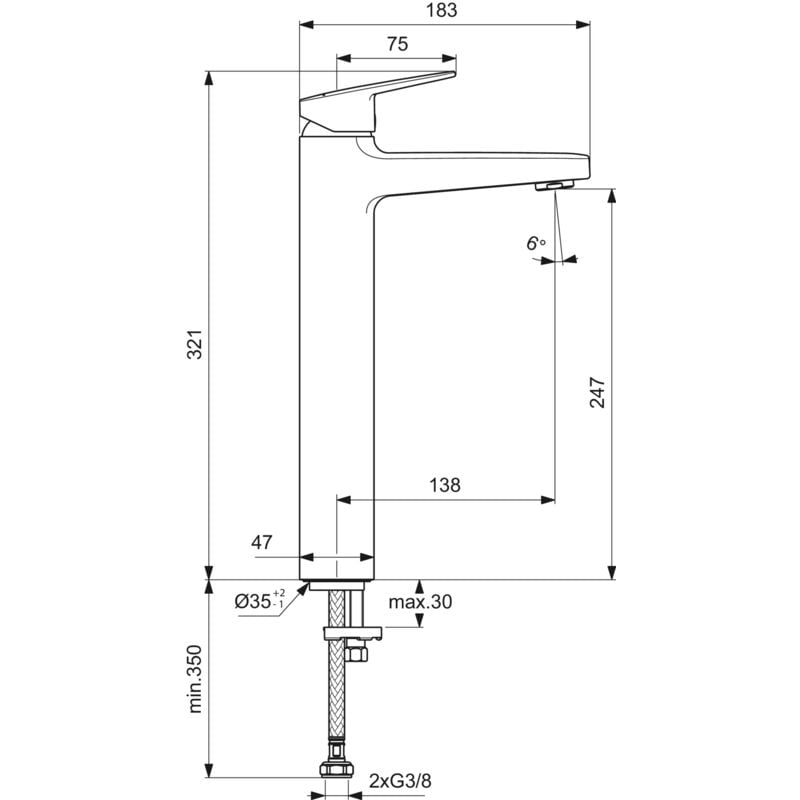 foto del prodotto ideal standard miscelatore monocomando per lavabo in ottone cromato ceraplan