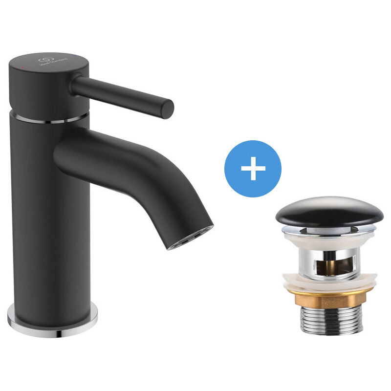 foto del prodotto ideal standard miscelatore monocomando per lavabo infinitio 5 4 scarico a scomparsa, nero opaco bd026u4 set 