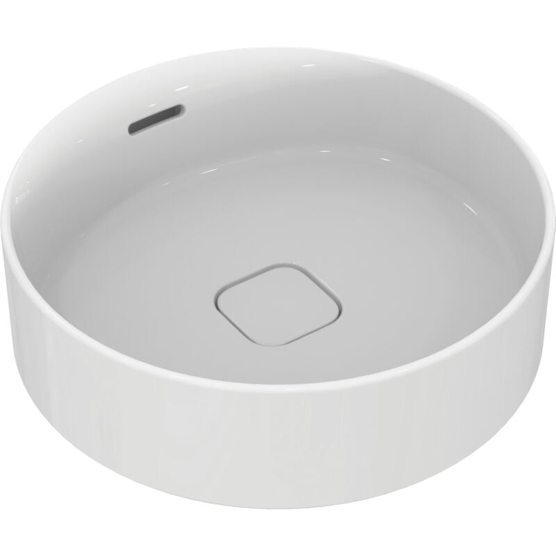 foto del prodotto ideal standard strada ii, lavabo tondo da 45cm da appoggio su piano, senza foro per la rubinetteria, con foro troppopieno, bianco