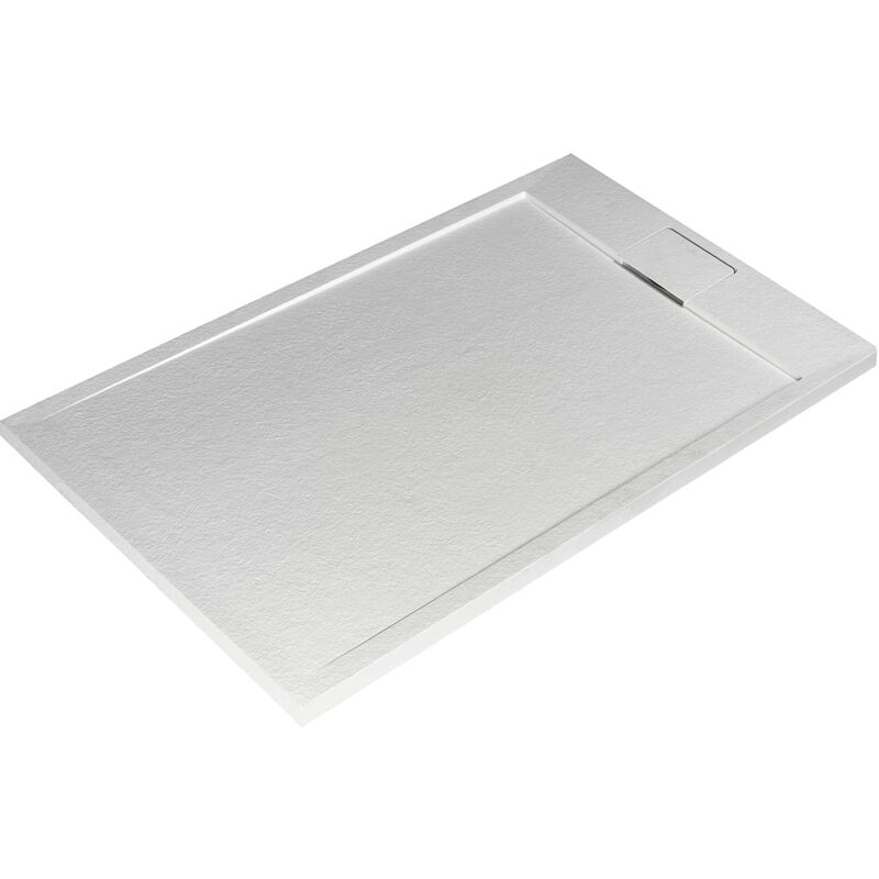 foto del prodotto ideal standard - ultra flat s i.life, piatto doccia rettangolare 120x70 in resina, piletta di scarico lato corto, finitura opaca effetto pietra,