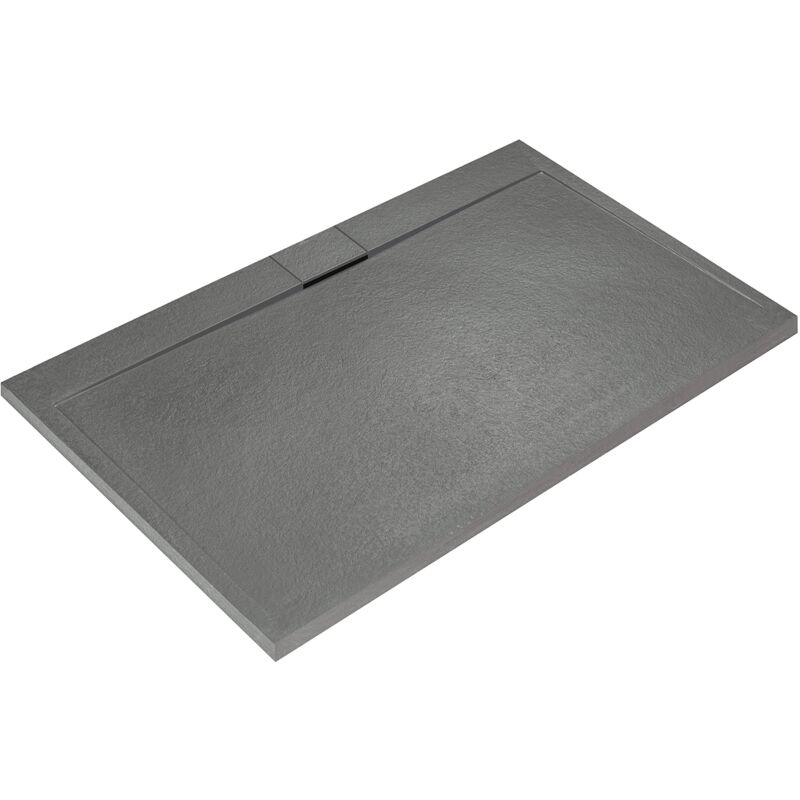 foto del prodotto ideal standard ultra flat s i.life, piatto doccia rettangolare 140x70 in resina, piletta di scarico lato lungo, finitura opaca effetto pietra,