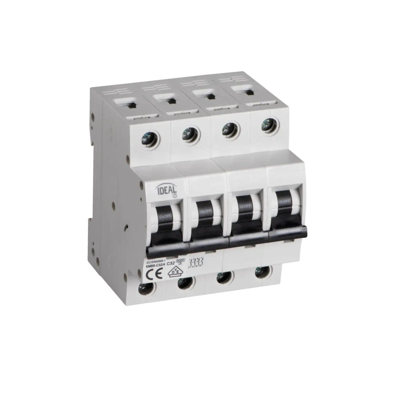 foto del prodotto ideal ts interruttore magnetotermico 6ka 4p trifase 400v cortocircuito quadripolare 32a 4 moduli