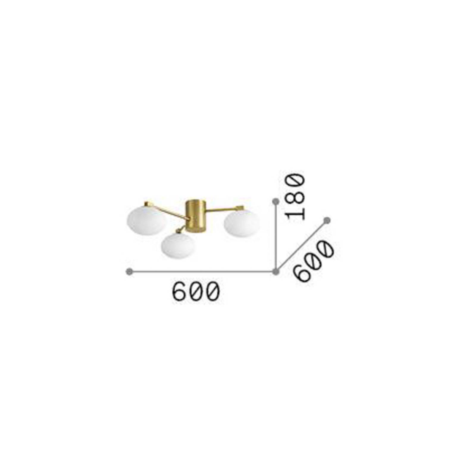 foto del prodotto ideallux ideal lux hermes plafoniera, bianco, 60 cm, a 3 luci, vetro