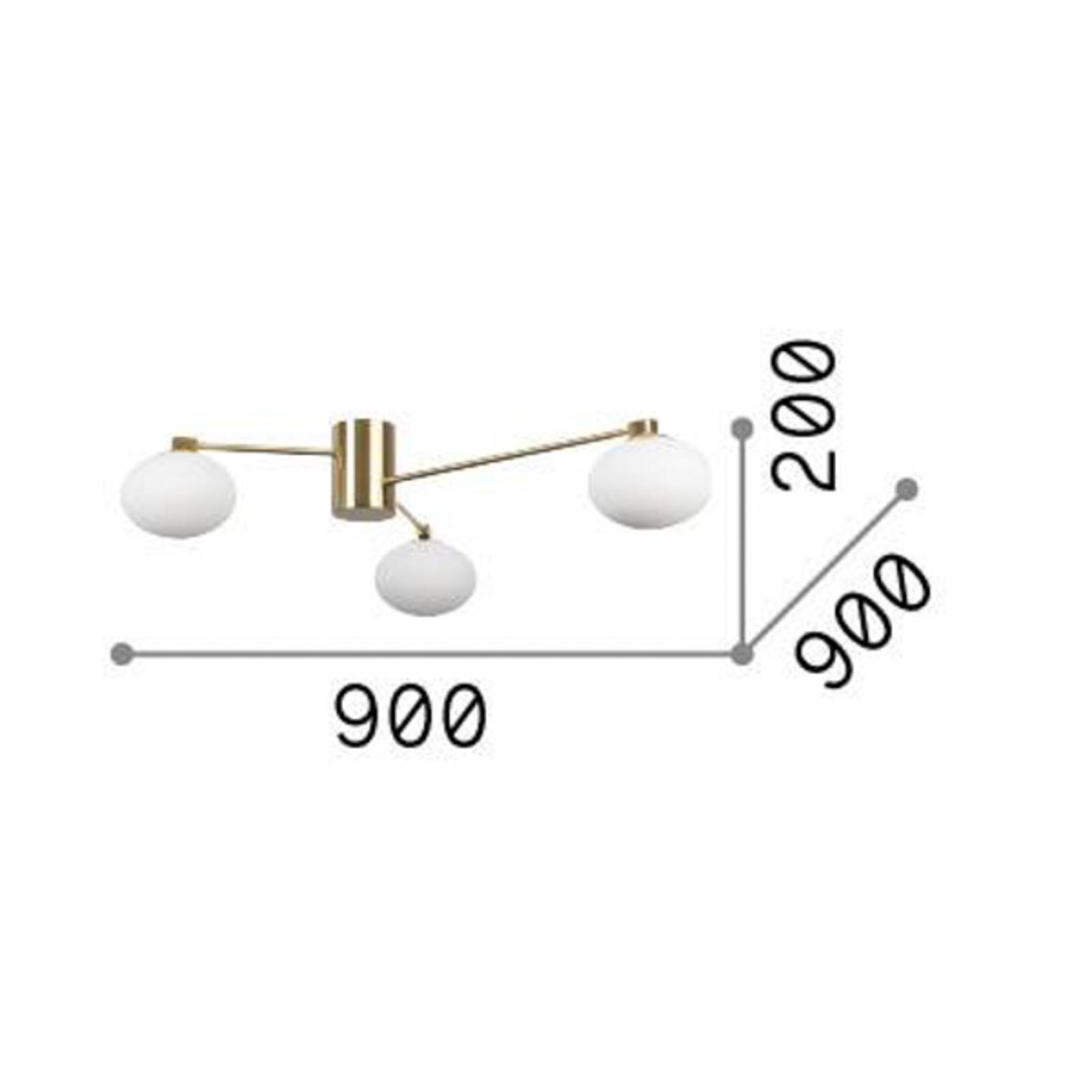 foto del prodotto ideallux ideal lux hermes plafoniera, bianco, 90 cm, a 3 luci, vetro