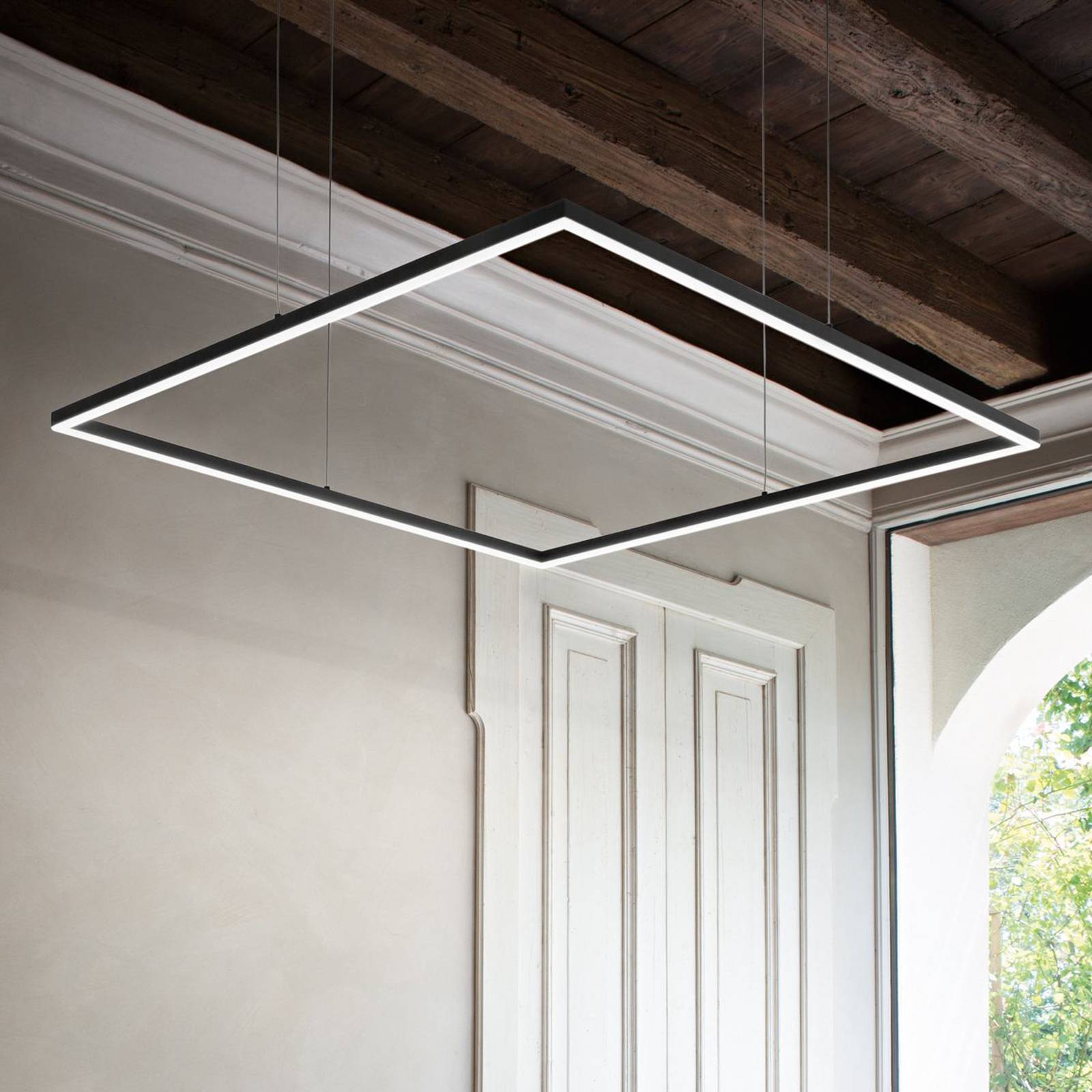 foto del prodotto ideallux ideal lux lampada a sospensione a led oracle slim 90 x 90 cm nero 3.000 k