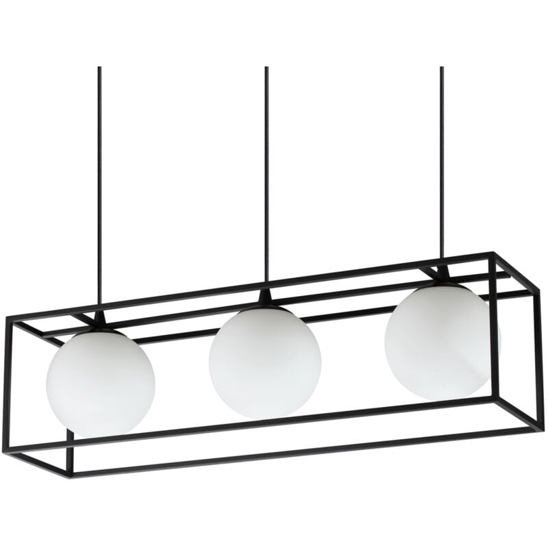 foto del prodotto ideallux ideal lux lampada a sospensione lingotto, a 3 luci, una gabbia, nero
