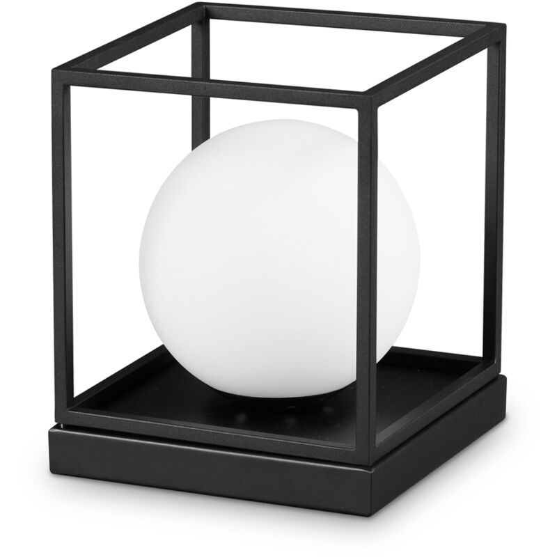 foto del prodotto ideallux ideal lux lampada da tavolo lingotto altezza 22 cm nero, vetro opalino