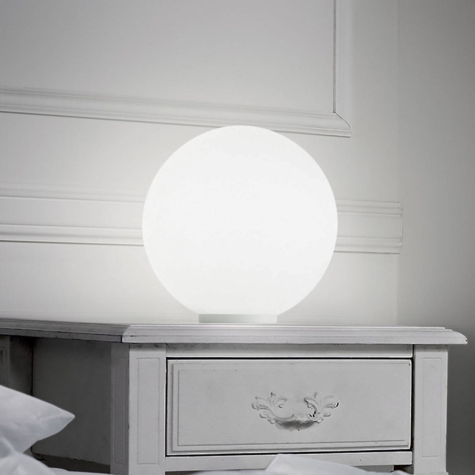 foto del prodotto ideallux lampada da tavolo ideal lux mapa, 40 cm, vetro opalino, sfera, e27