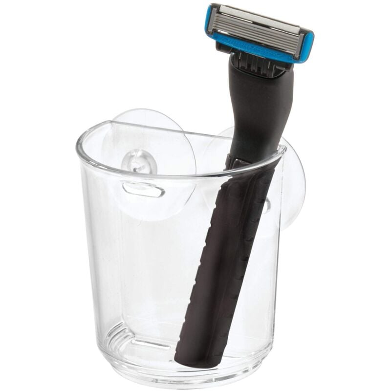 foto del prodotto idesign 20400es organizer base con ventose, contenitore in plastica per spazzolini da denti, cosmetici e altro, trasparente